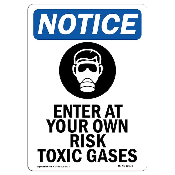 Safety Sign, OSHA Notice, 24" Height, Enter At Your Own Sign With Symbol, Portrait